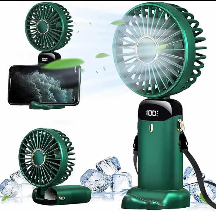 5 in 1 Portable Mini Pocket Fan USB Rechargeable 5 Speeds Small Silent Folding Hand Fan Phone Holder for Home, Office, Camping, Travel, Outdoor